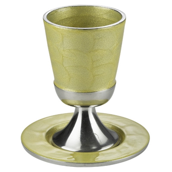 גביע קידוש אלומיניום בלי רגל מהודר עם תחתית 9 ס"מ גוון כסף פנינה