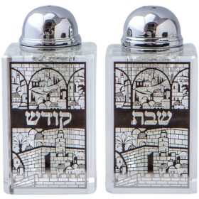 זוג מלחיות קריסטל עם פלקטה